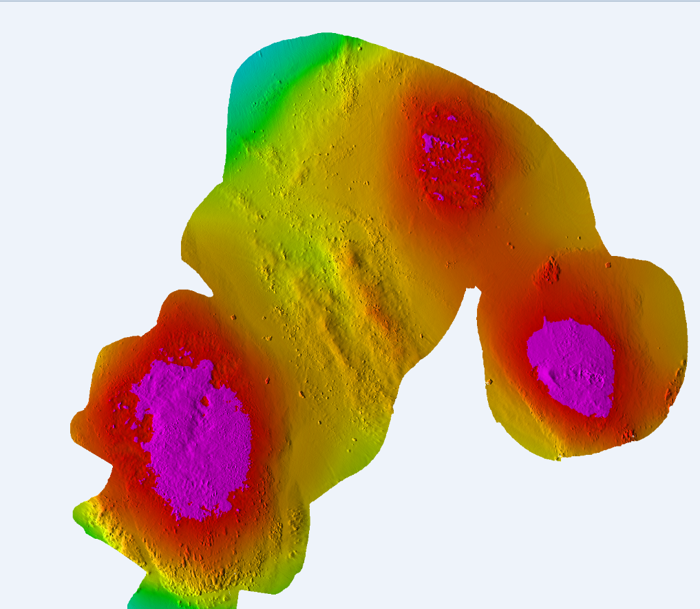 Prikaz područja koje je potrebno doraditi (iskopati) na zadanu dubinu – označeno ljubičastom