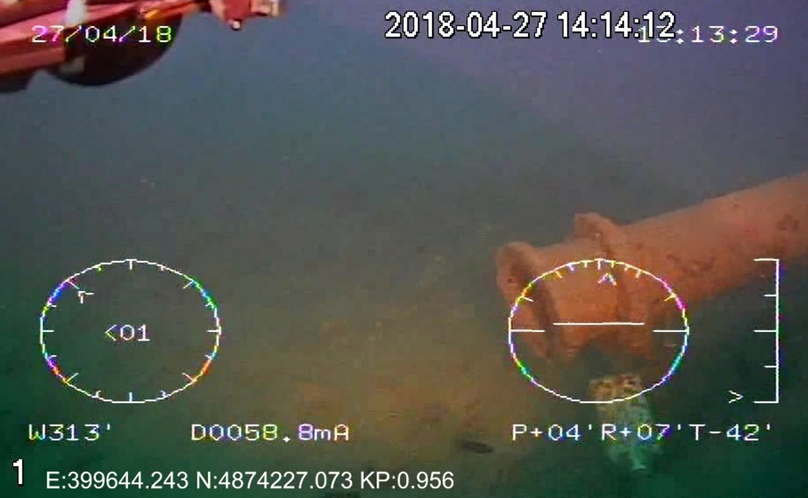 sekvenca video zapisa ROV-a prilikom kontrolnog snimanja i evidentiranja podmorskog ispusta kanalizacije