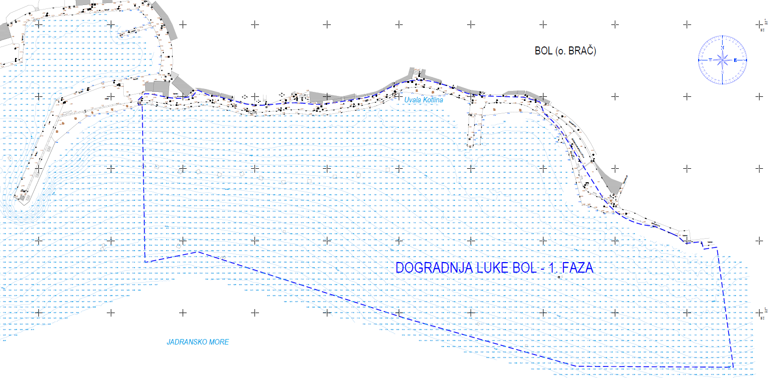 Geodetsko-hidrografski batimetrijski nacrt stvarnog stanja luke Bol